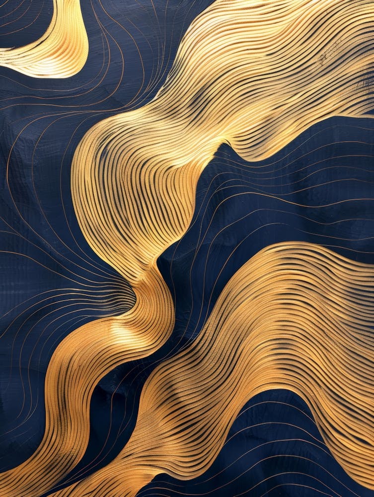 Gold And Blue Waves 1