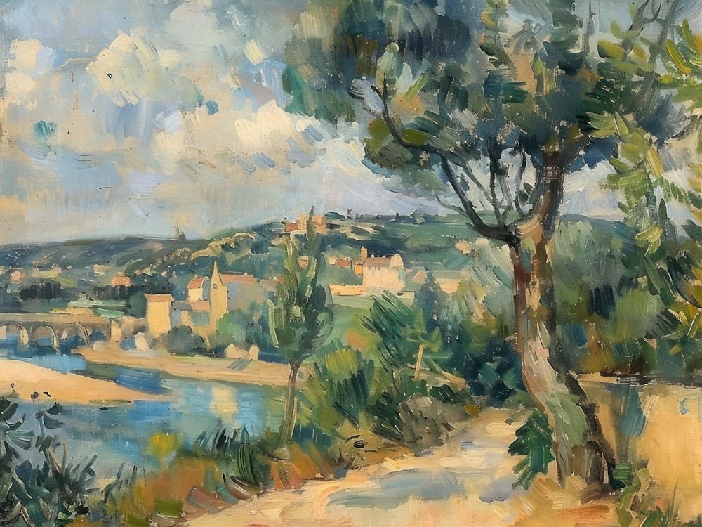 Gentle Breeze Landscape Painting Inspired By Paul Cezanne