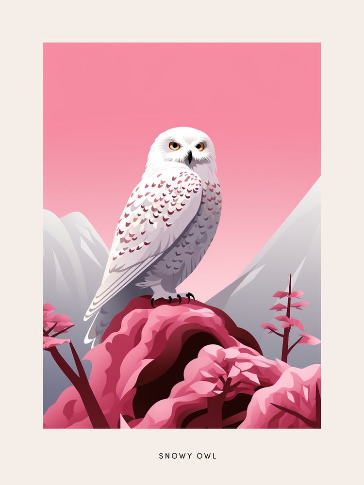 Affiche d'oiseau - Harfang des neiges minimaliste 2