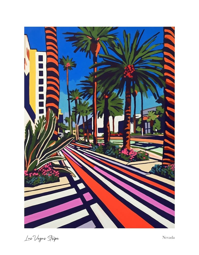 Las Vegas Stripe Nevada Matisse Style 3 Watercolour Travel Poster