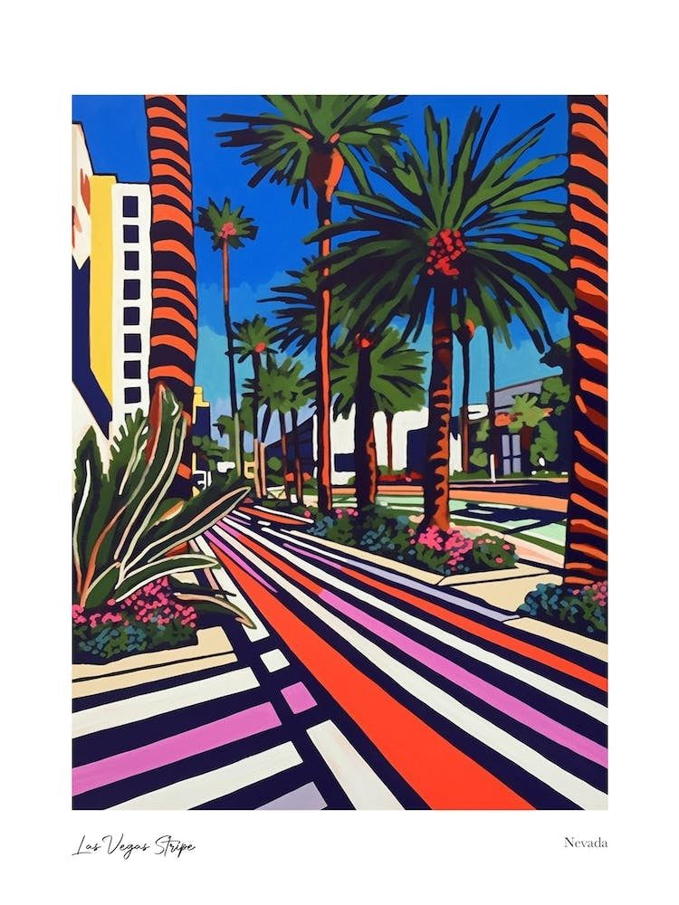 Las Vegas Stripe Nevada Matisse Style 3 Watercolour Travel Poster