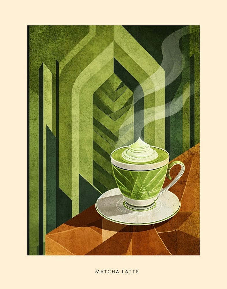 Matcha Latte Art Deco Poster 1