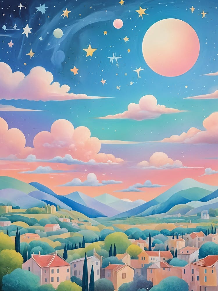Moon And Stars Over The Village no3