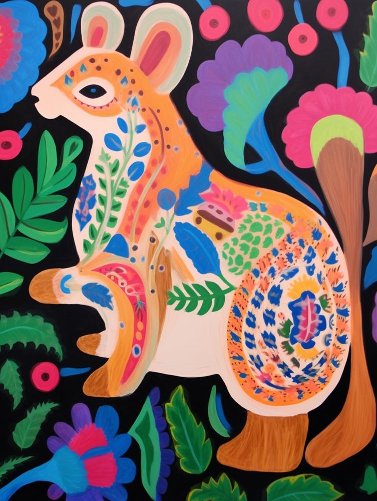 Maximalist Animal Painting Squirrel