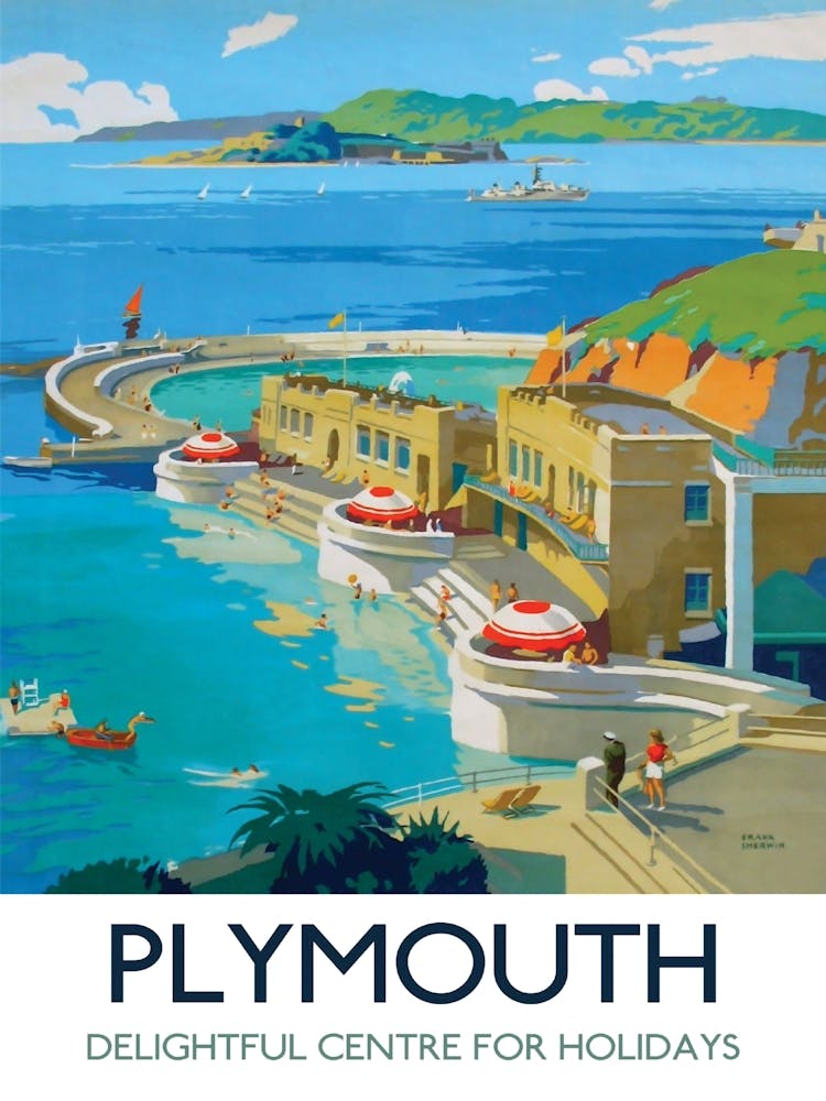 Plymouth, Britain, Great Place For Holidays, Travel Poster