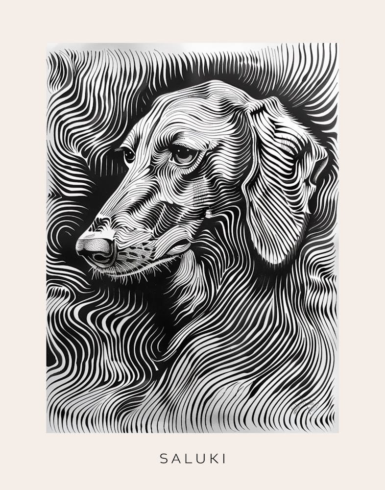 Saluki Dog Line Sketch 1 Poster