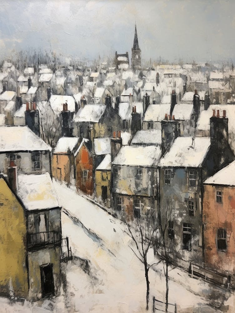 Vintage Winter Painting St Andrews United Kingdom 1
