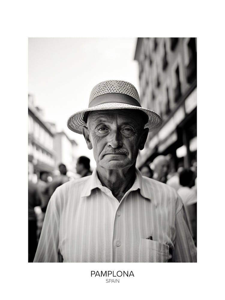 Poster Of Pamplona, Spain, Black And White Analogue Photography 3