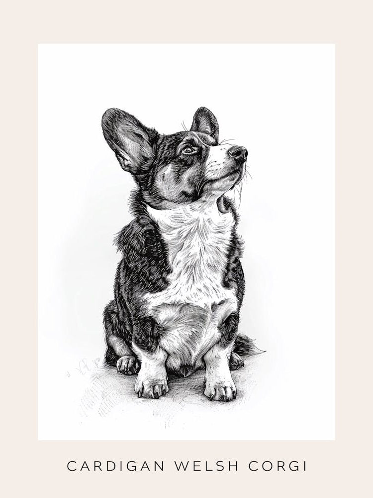Cardigan Welsh Corgi Line Sketch 1 Poster