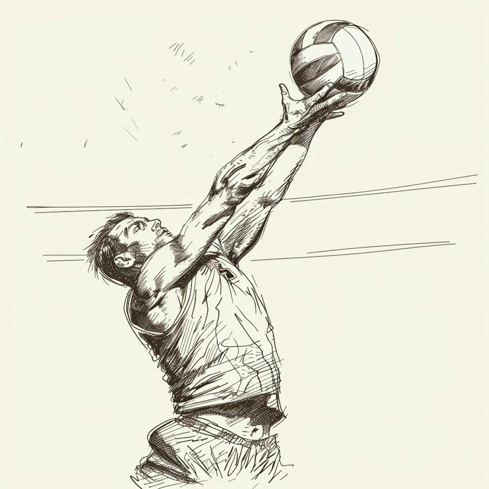 Volleyball Player Catching A Ball