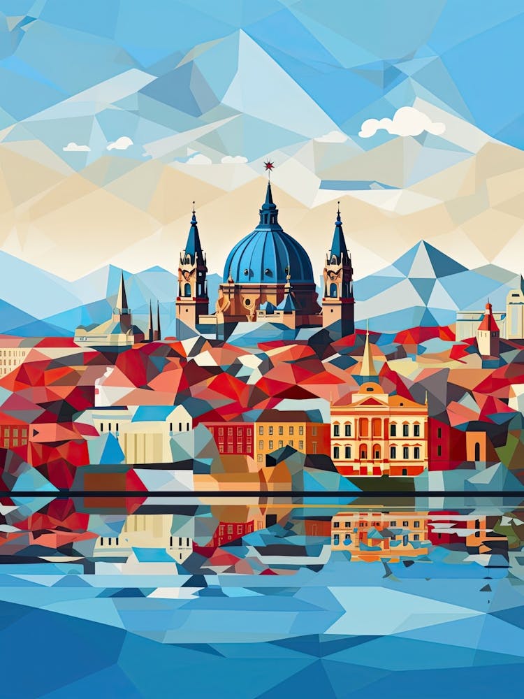 Budapest, Hungary, Geometric Illustration 4