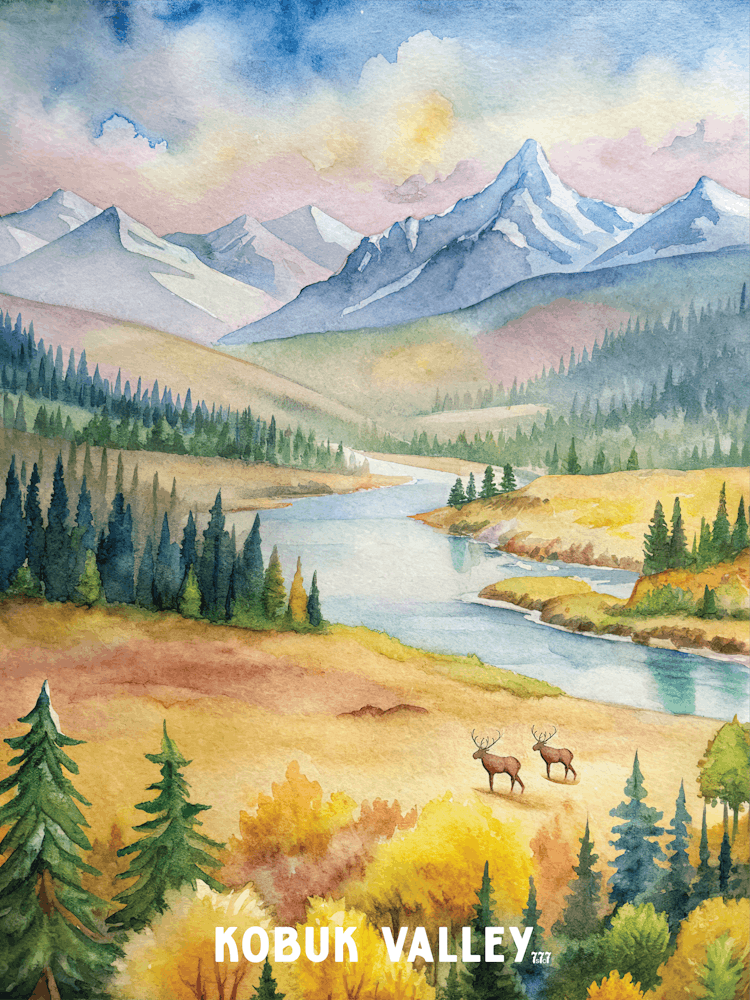 Kobuk Valley National Park Watercolor Painting
