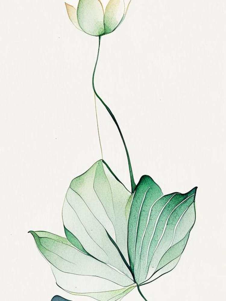 Water Lily Leaf Minimalist Watercolour 1