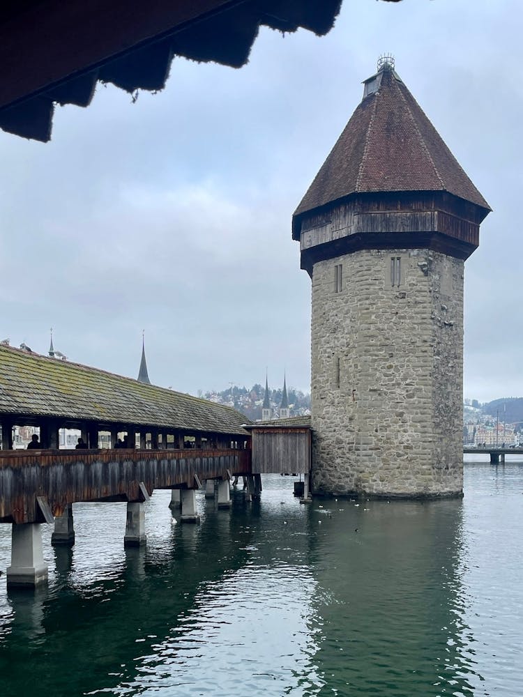 Tower On The River At Lucerne, Switzerland
