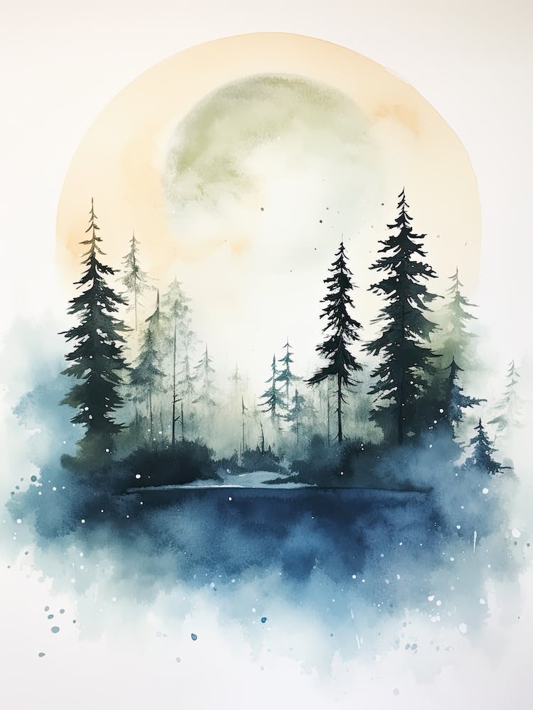 Watercolour Of Sipoonkorpi National Park   Finland 0
