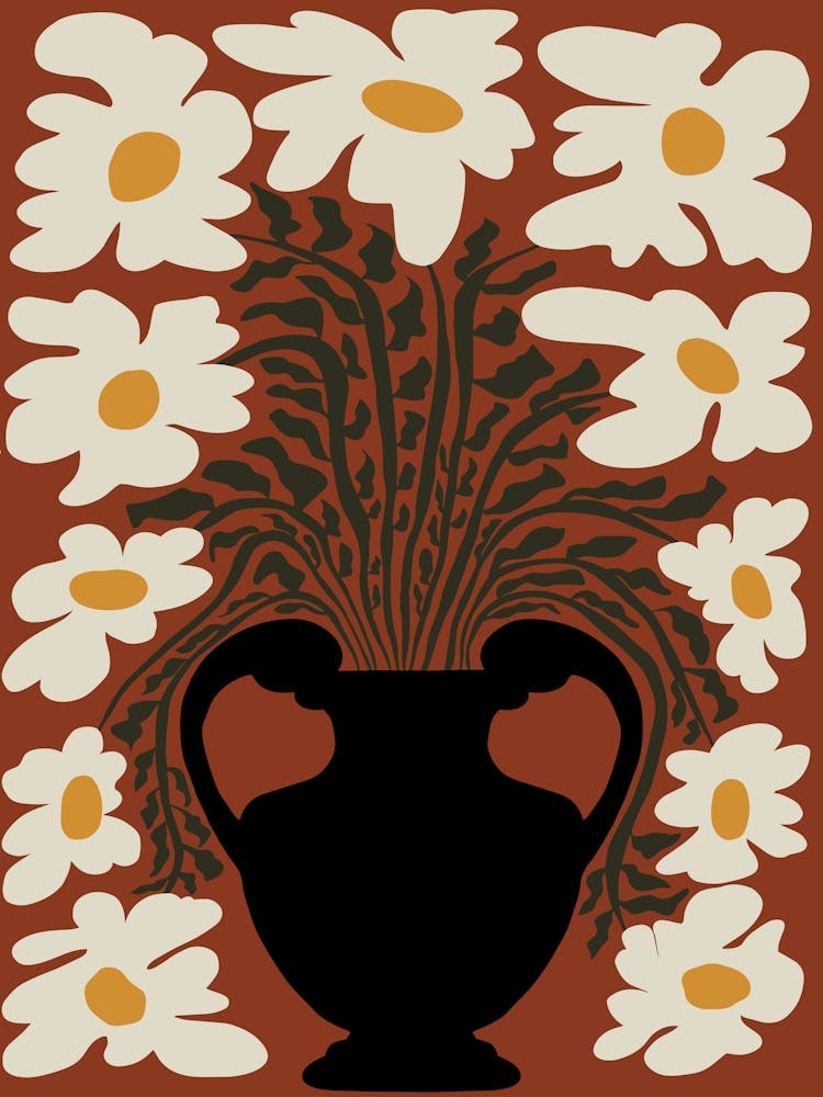 Bold Floral And Pottery