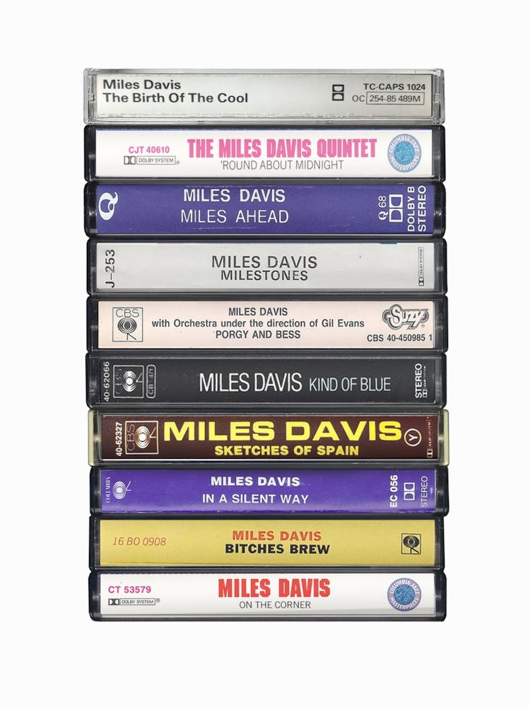 Miles Davis Albums - Cassette Print Music Poster