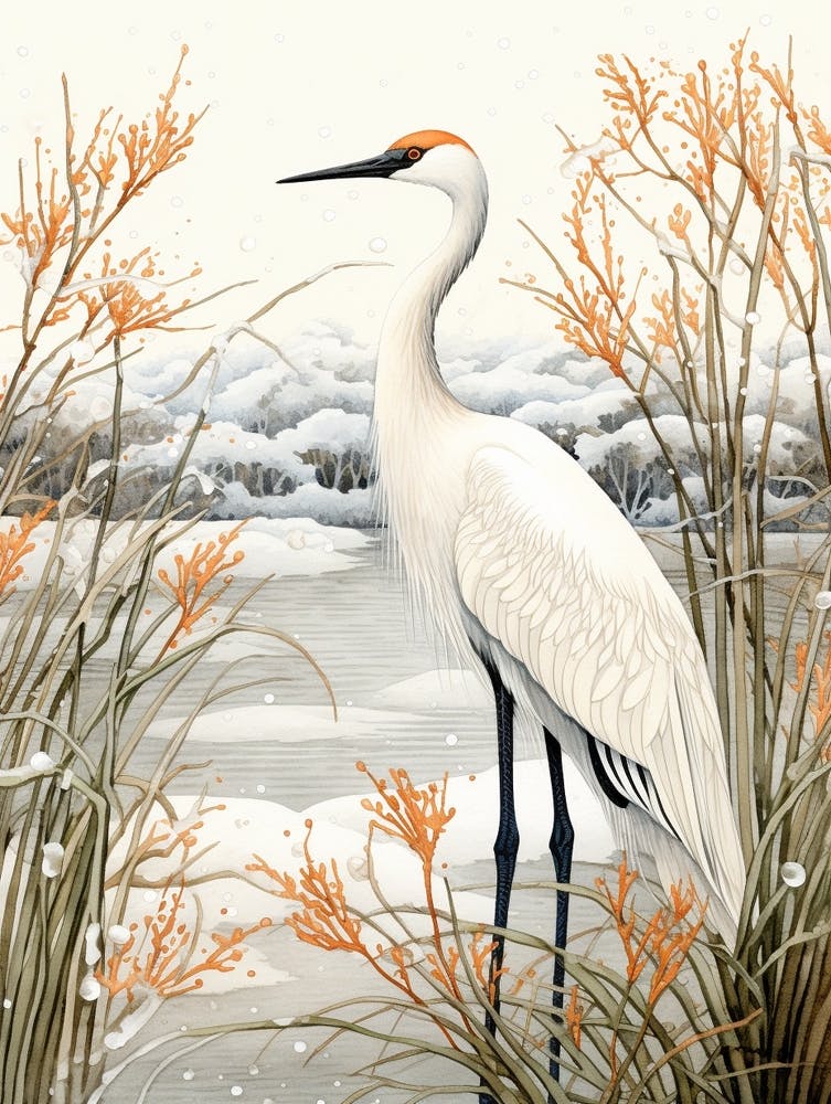 Winter Bird Painting Crane 1