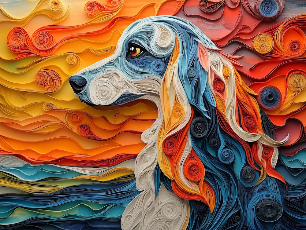 Afghan Hound Papier-Quilling Hundeporträt