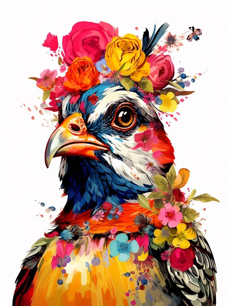Bird With A Flower Crown Partridge 4