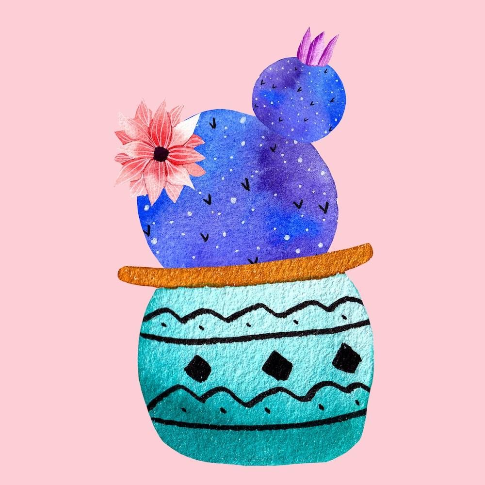 Green Pot And Galaxy Cacti Square