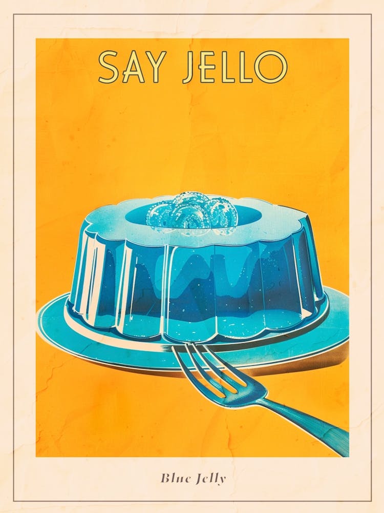 Retro Blaue Gelee Vintage Kochbuch Inspiriert 1 Poster