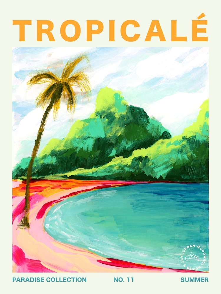 Hawaiian Volcano Palm Tree Beach Typography