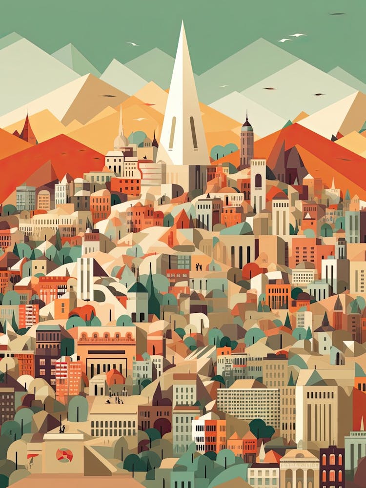 Madrid, Spain, Geometric Illustration 2
