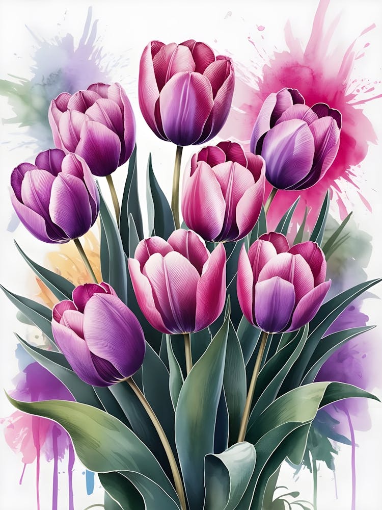 Watercolor Tulips 2
