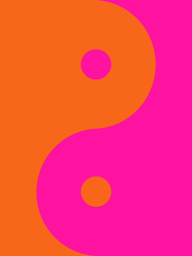 Hot Pink And Orange Yin Yang