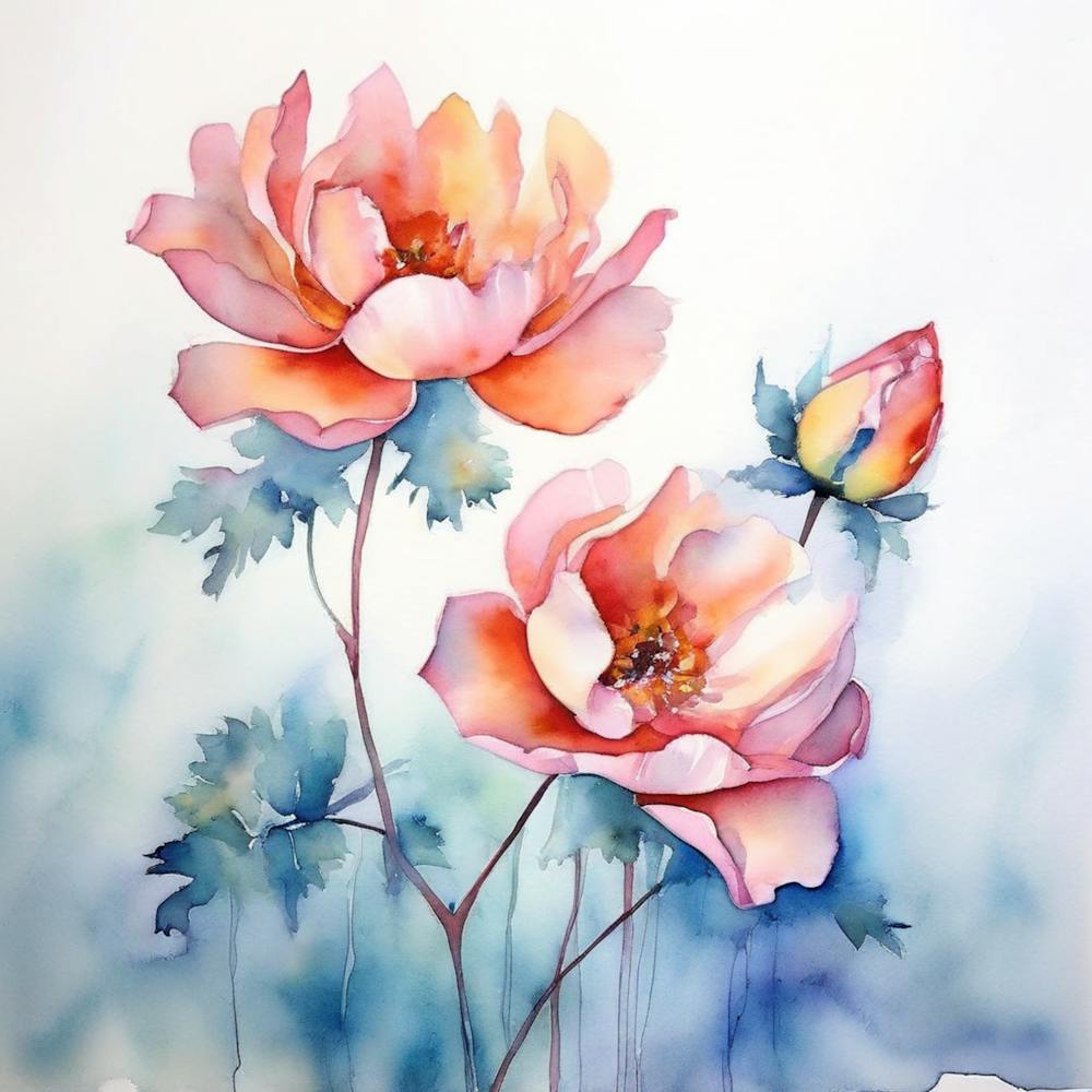 Two Watercolor Roses