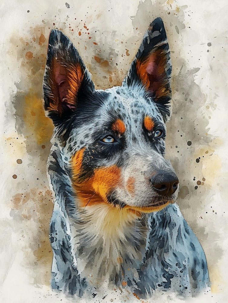 Australian Shepherd Dog Watercolor Painting 5