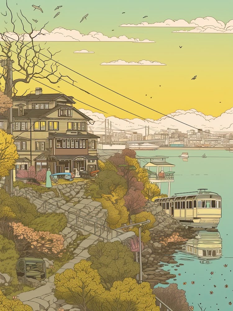 Yokohama Japan Travel Illustration 2