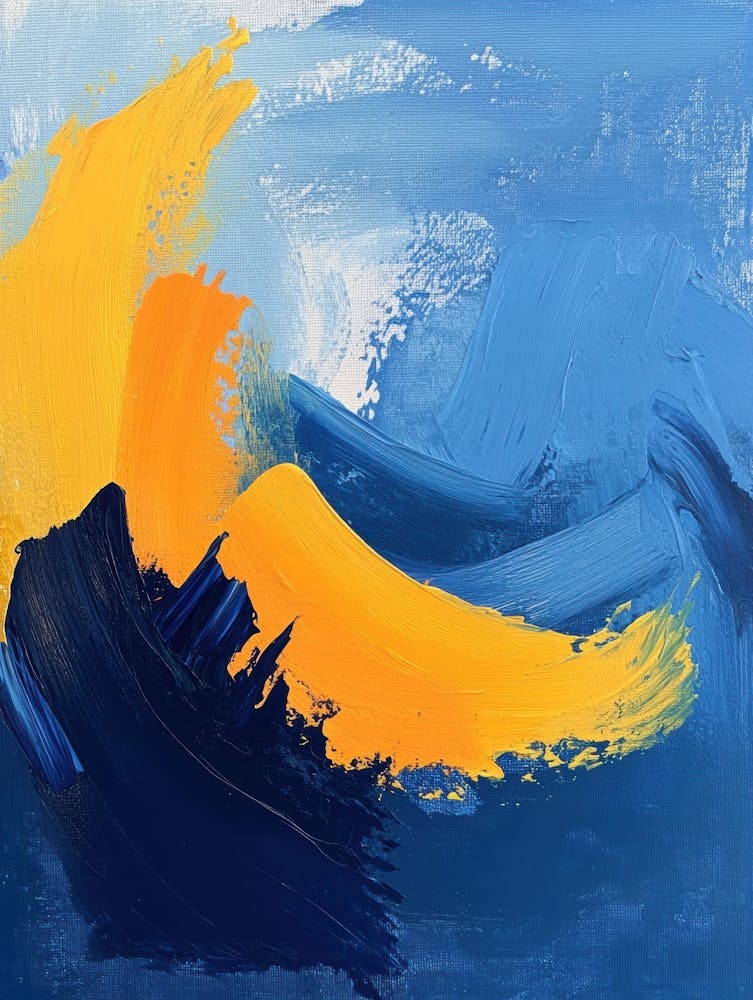 Blue And Yellow Abstract Painting 11