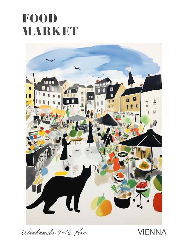 The Food Market In Vienna 5 Illustration Poster