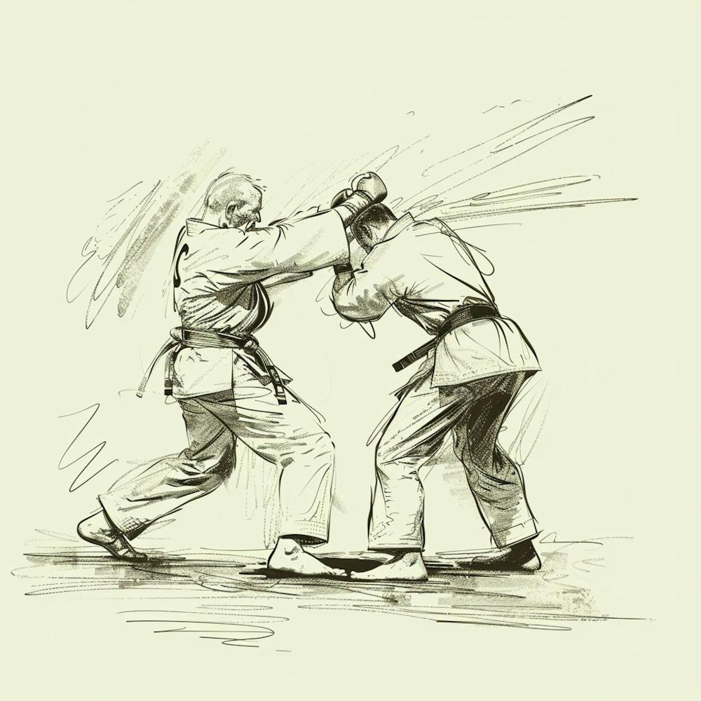 Sparring de Karaté - Croquis Dessiné à la Main - Illustration 1718704193 2