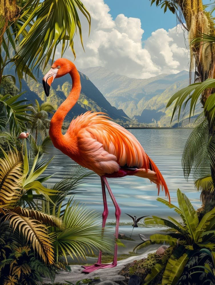 Greater Flamingo South America Chile Tropical Illustration 3