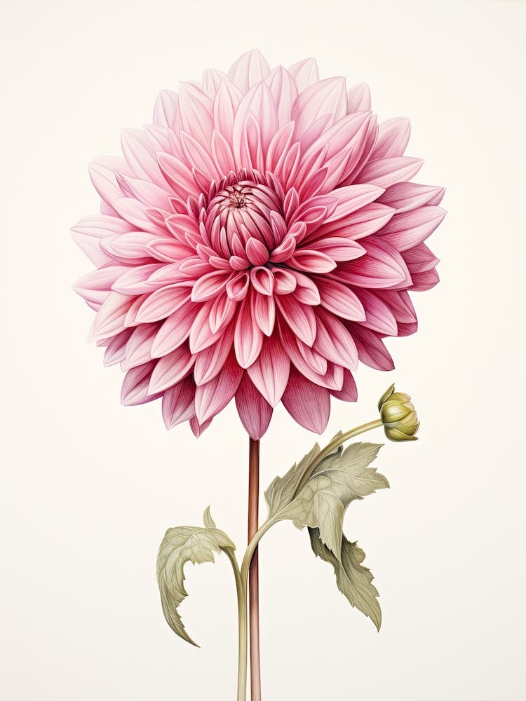 Dahlias Flower Vintage Botanical 3