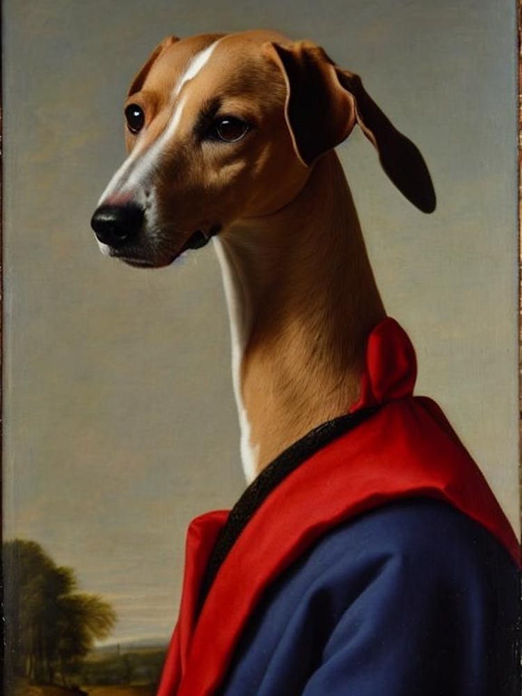 Whippet Renaissance Portrait Oil Painting