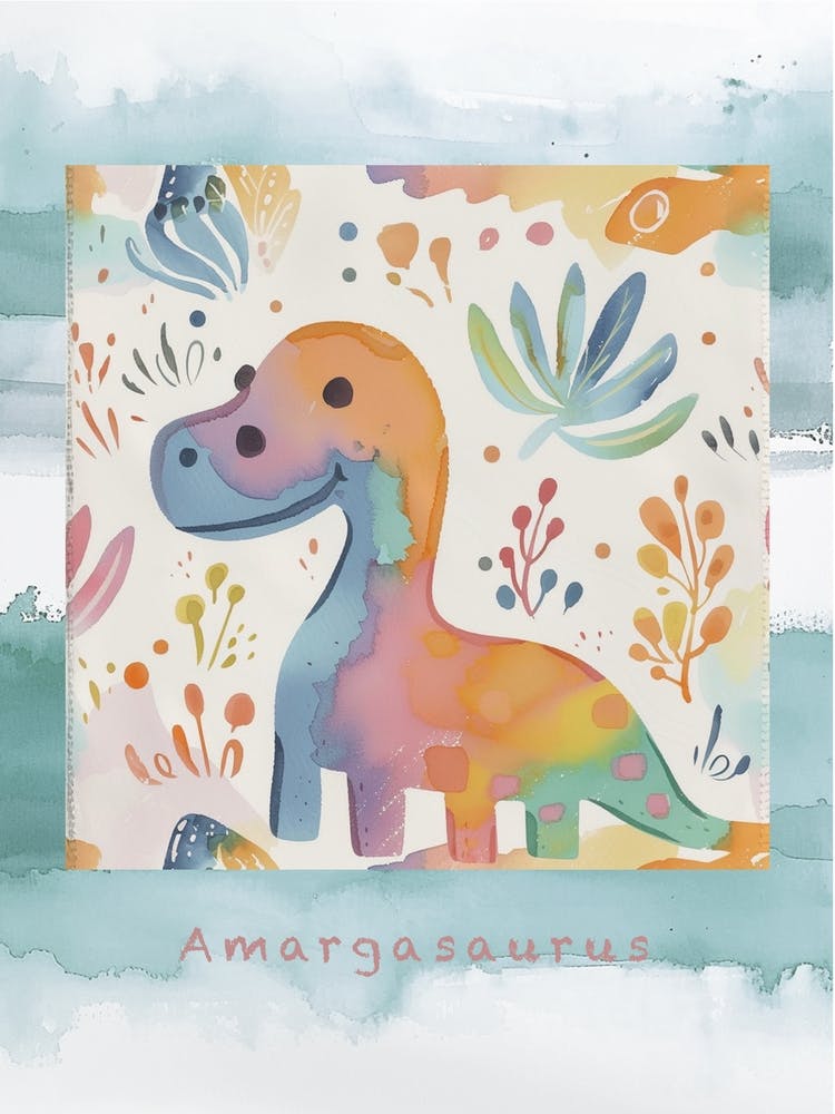 Cute Muted Pastel Amargasaurus Dinosaur 1 Poster