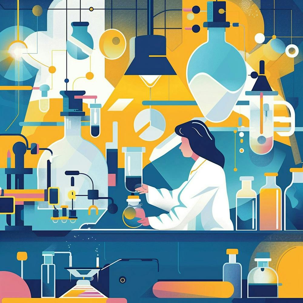 Illustration Of A Woman Working In A Laboratory