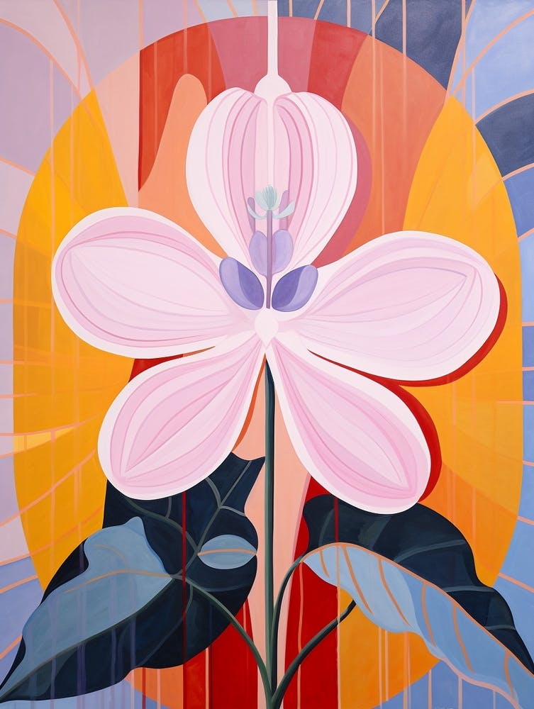 Orchid 1 Hilma Af Klint Inspired Pastel Flower Painting
