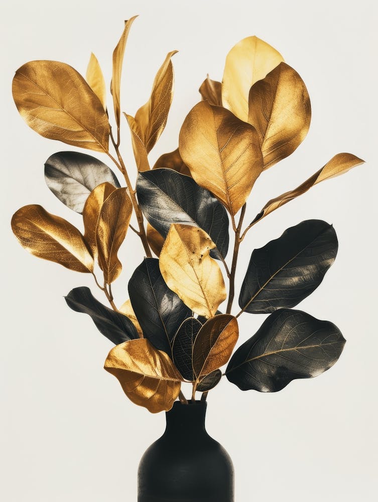 Gold Leaves In A Vase 3