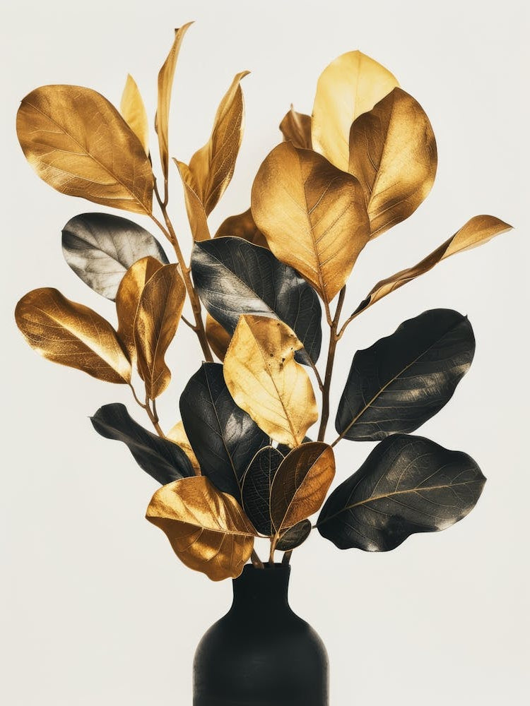 Gold Leaves In A Vase 3
