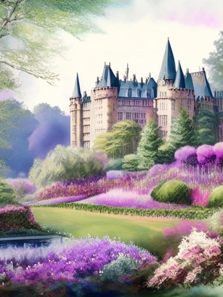Biltmore Estate Gardens, 2, Usa Pastel Watercolour