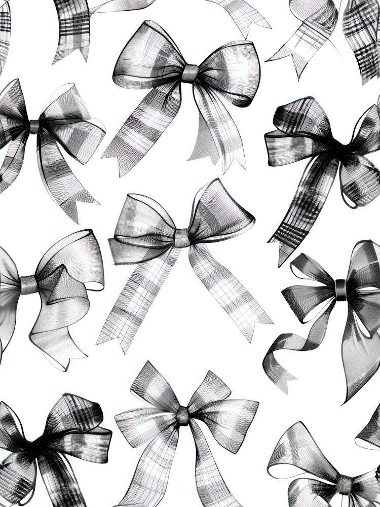 Black And White Bows 3 Pattern