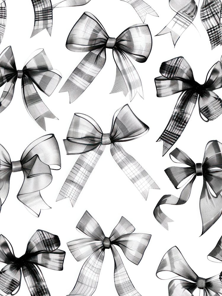 Black And White Bows 3 Pattern