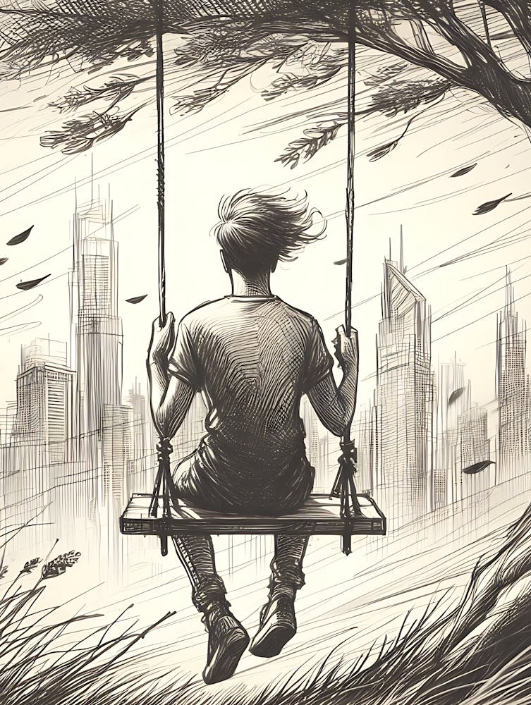 Moody Man on Swing Sketch 1