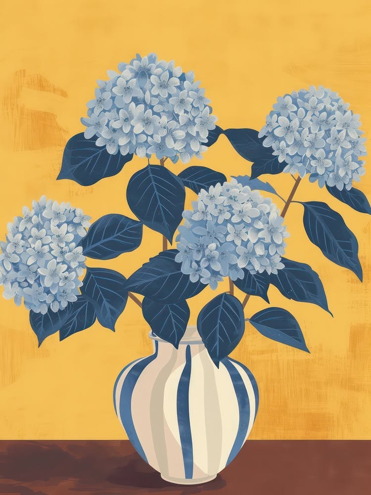 Hydrangea Flowers On A Table   Contemporary Illustration 2