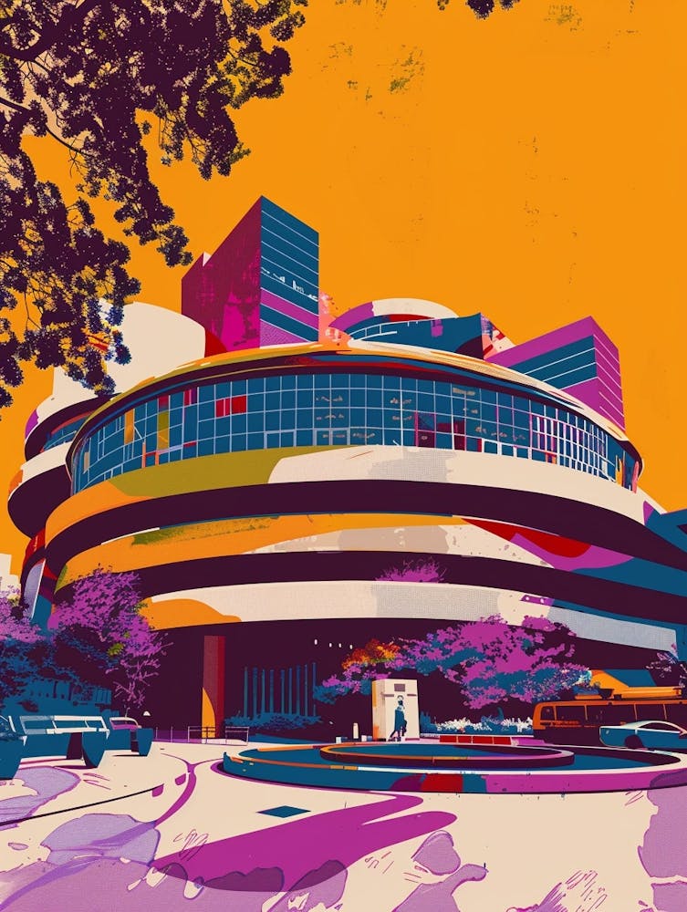 The Guggenheim Museum New York Colourful Silkscreen Illustration 4